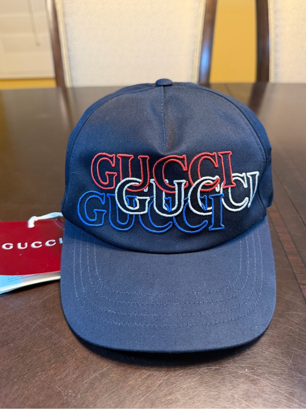 New Authentic Gucci Logo Baseball Hat Black Size L